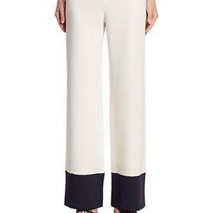 NEW MAX MARA PUMA TOP (SZ 8) & FUMATO PANTS (SZ 2 COLORBLOCK SET IN IVORY & NAVY